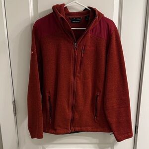Marmot Deep Red Hooded Fleece Jacket